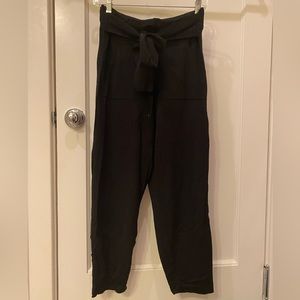 Zara knit black culotte trousers with waist tie
